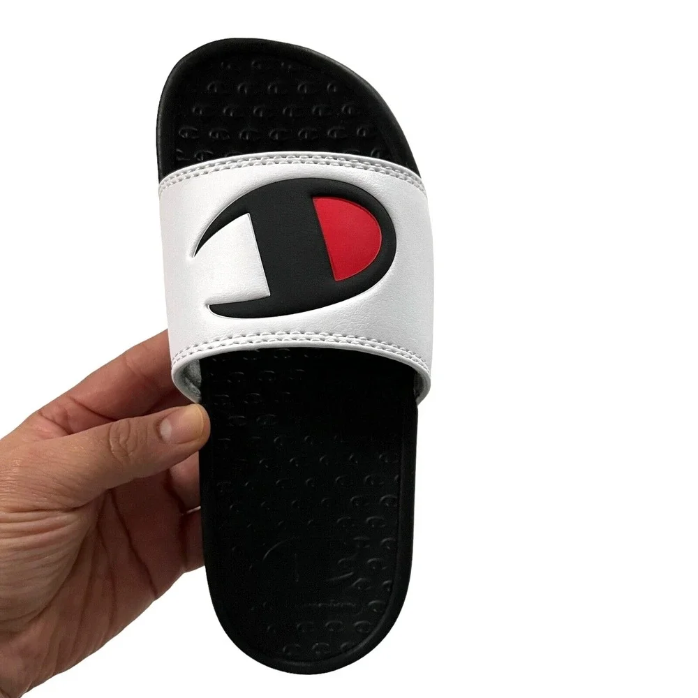 Champion Little Boys Girls Slide Sandals Size 13 Black White Lightweight Comfort